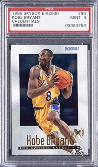 1996-97 SkyBox E-X2000 "Credentials" #30 Kobe Bryant Rookie Card (#230/499) – PSA MINT 9
